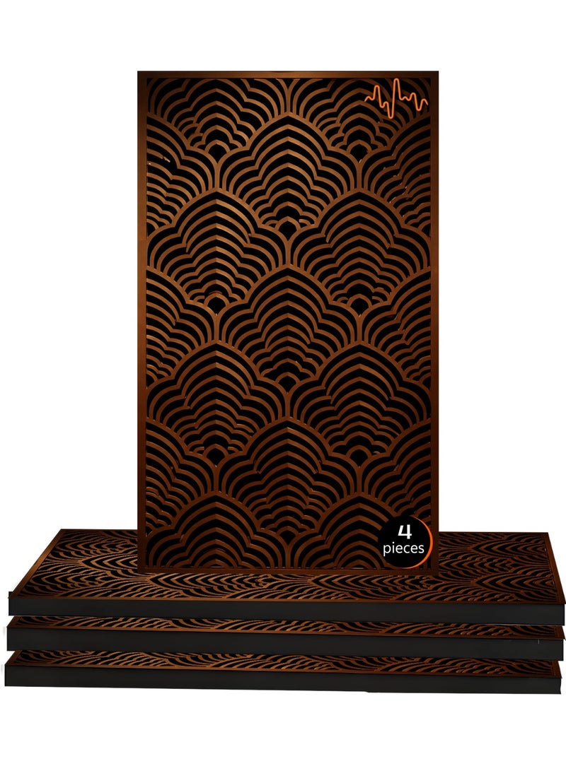 Acoustic Motion Acoustic diffuser panels 25x50x5.5 cm CALMWAVE design with Self-Adhesive,Sound Proof,Diffusion Panels for Home,Studio,Office,Wall art Foam+wood Boards For Acoustic Room Treatment,Brown,4 pieces - Image 1