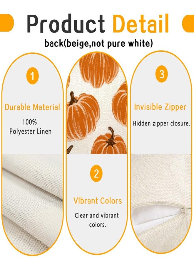RABUSOFA Fall Pillow Covers 18x18 Inch Set of 2,Orange Pumpkins Decor Autumn Thanksgiving Outdoor Cushion Case Decoration for Home Sofa Couch(2534-18) (18" x 18" (Pack of 2)) - Image 4