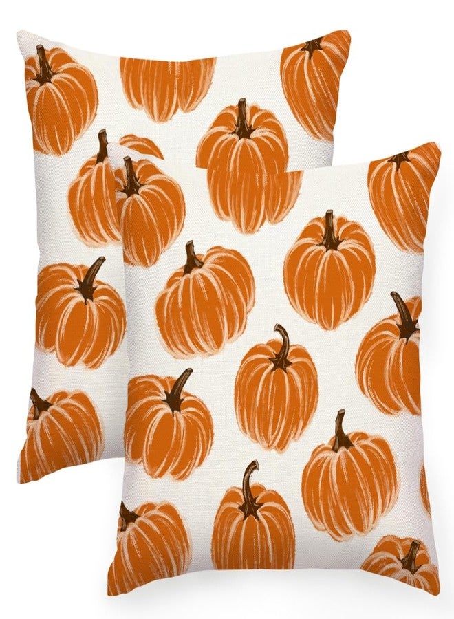 RABUSOFA Fall Pillow Covers 18x18 Inch Set of 2,Orange Pumpkins Decor Autumn Thanksgiving Outdoor Cushion Case Decoration for Home Sofa Couch(2534-18) (18" x 18" (Pack of 2)) - Image 1