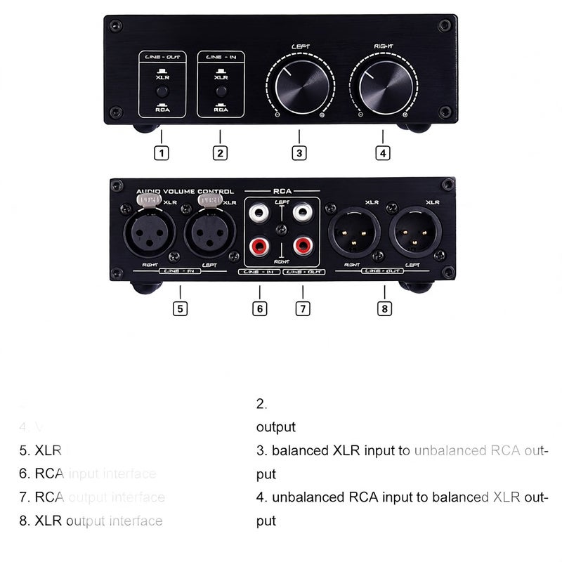 Passive Audio Volume Controller with Fully-Balanced & Single-Ended Mode XLR & RCA Interface for Home Stereo System Pre-Amplifier Speaker - Image 3