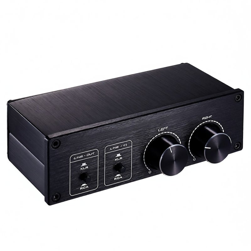 Passive Audio Volume Controller with Fully-Balanced & Single-Ended Mode XLR & RCA Interface for Home Stereo System Pre-Amplifier Speaker - Image 1
