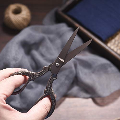 HITOPTY 5inch Vintage Style Scissors Titanium Plating Stainless Steel Antique Shears for Craft Embroidery Crochet Needle Point Knitting Project - Image 4