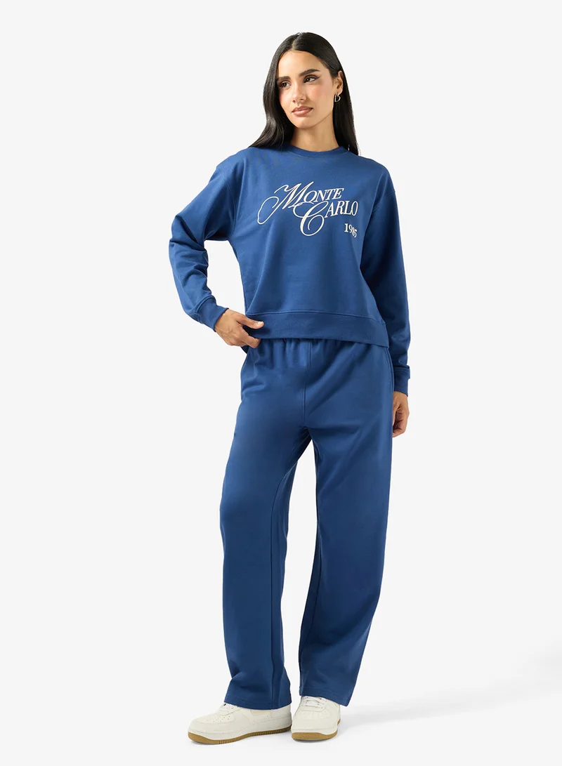 Ginger Oversize Varsity Fleece Sweatshirt & Sweatpant Set