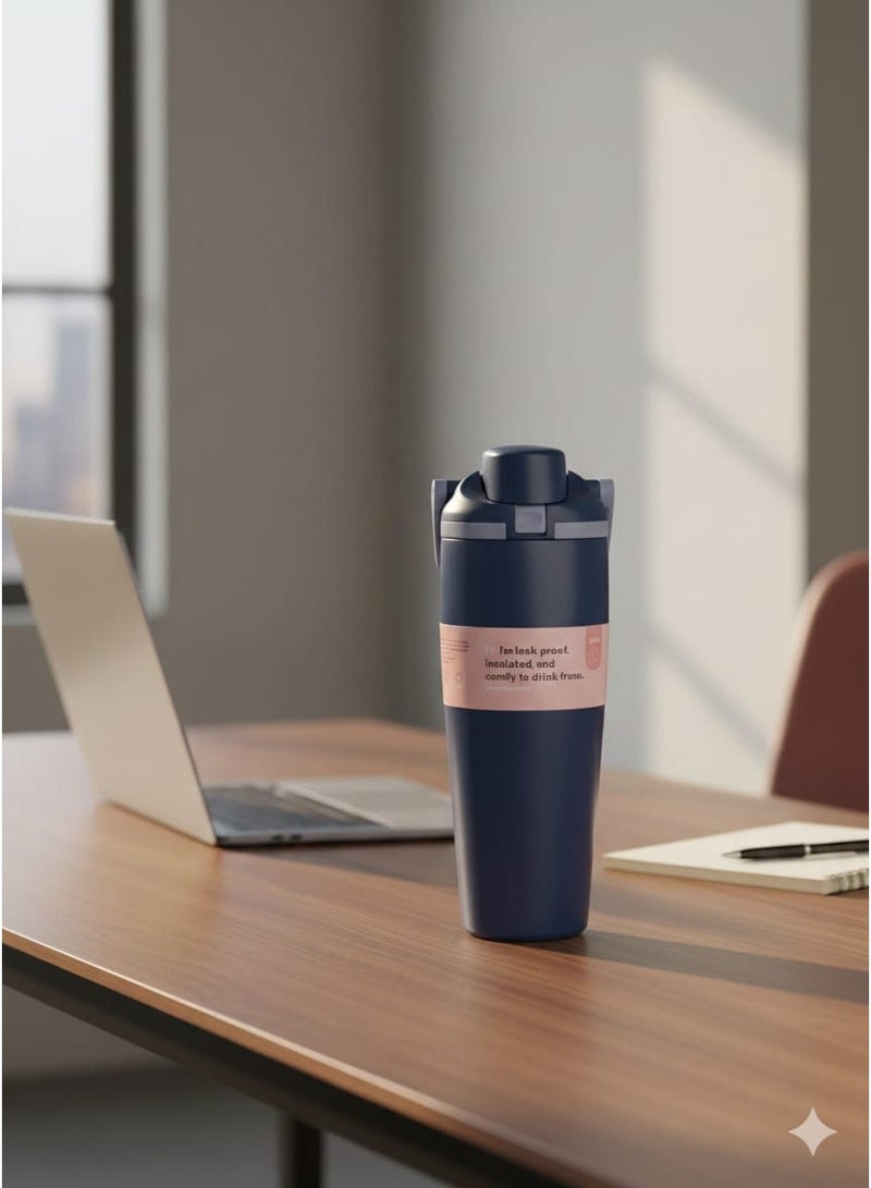 Luxury Stainless Steel Tumbler | Double-Wall Leak-Proof Travel Mug with Handle & Straw for Hot & Cold Drinks - Image 4