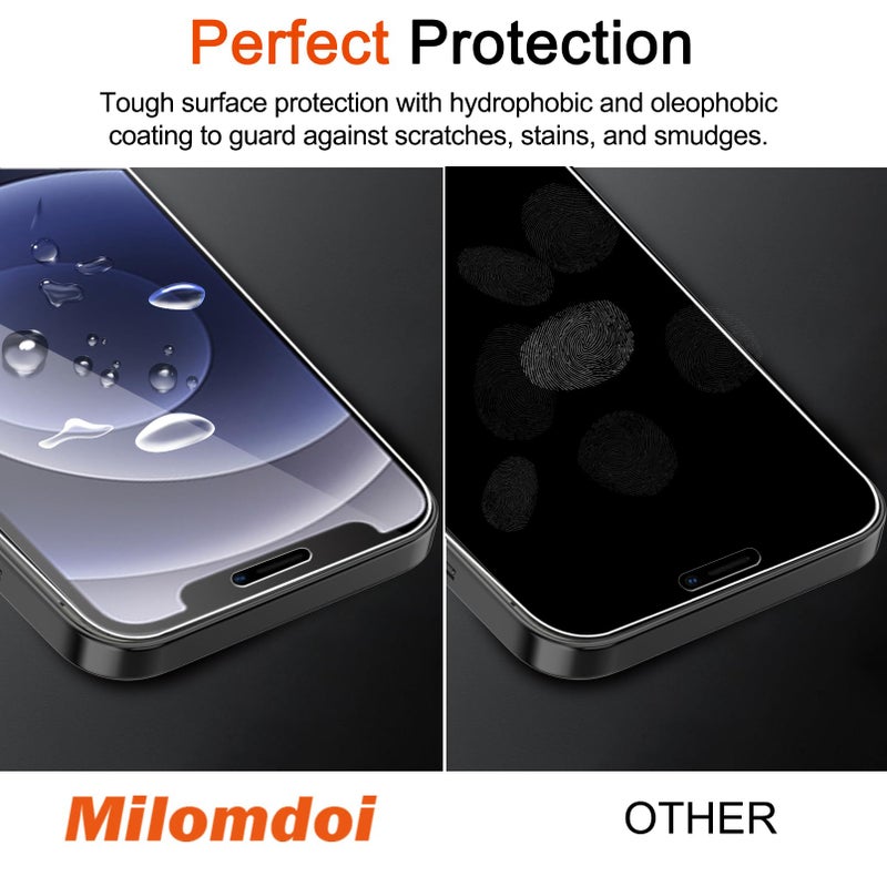 Milomdoi 3 Pack Screen Protector for Apple iPhone 12 with 3 Pack Tempered Glass Camera Lens Protector, Ultra 9H Accessories, Case Friendly, Mounting Frame, 2.5D Curved, Transparent - Image 5