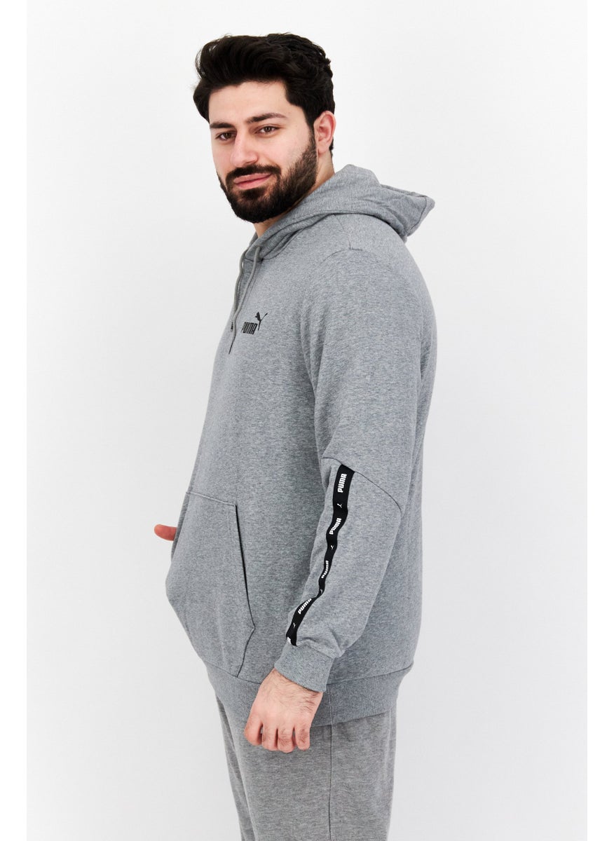 PUMA Men Sport Fit Long Sleeve Training Hooded Sweatshirt, Grey  - Image 3