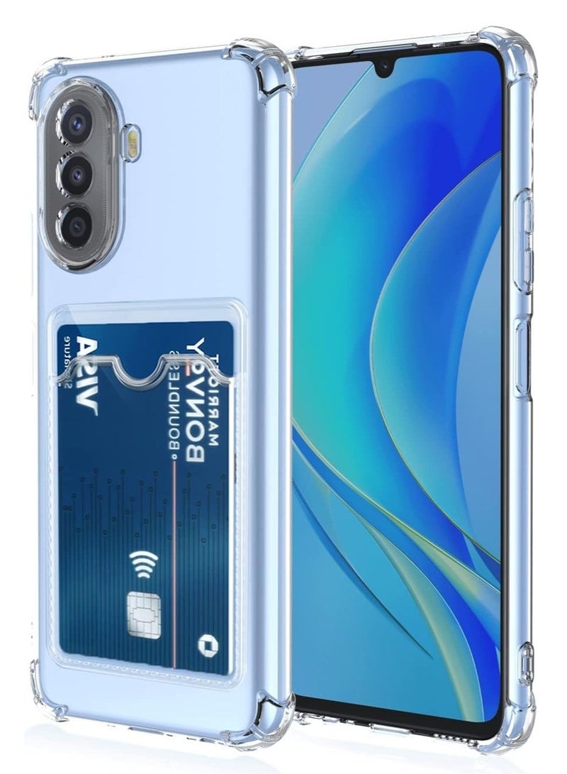 ten.tech TenTech Transparent cover with shockproof corners with card holder - card holder - heat-resistant polyurethane card holder for Nova Y70 / Y70 Plus - transparent 