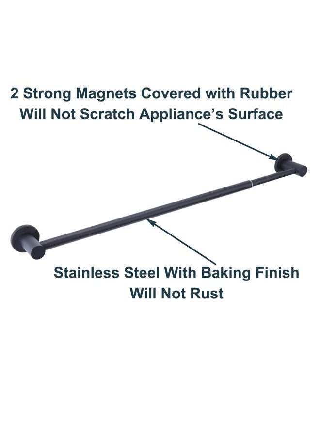 JAZBREY Adjustable Magnetic Towel Bar Holder for Refrigerator, Magnet Classroom Flip Calendar Chart Rod for Whiteboard, Fridge Top Guard Rack Stop Items from Falling, 18-31.5 inches, Black - Image 3