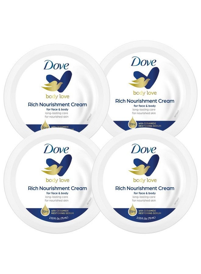 Dove Nourishing Body Care, Face, Hand, And Body Rich Nourishment Cream For Extra Dry Skin With 48-Hour Moisturization, 4-Pack, 2.53 Oz Each Jar - Image 1