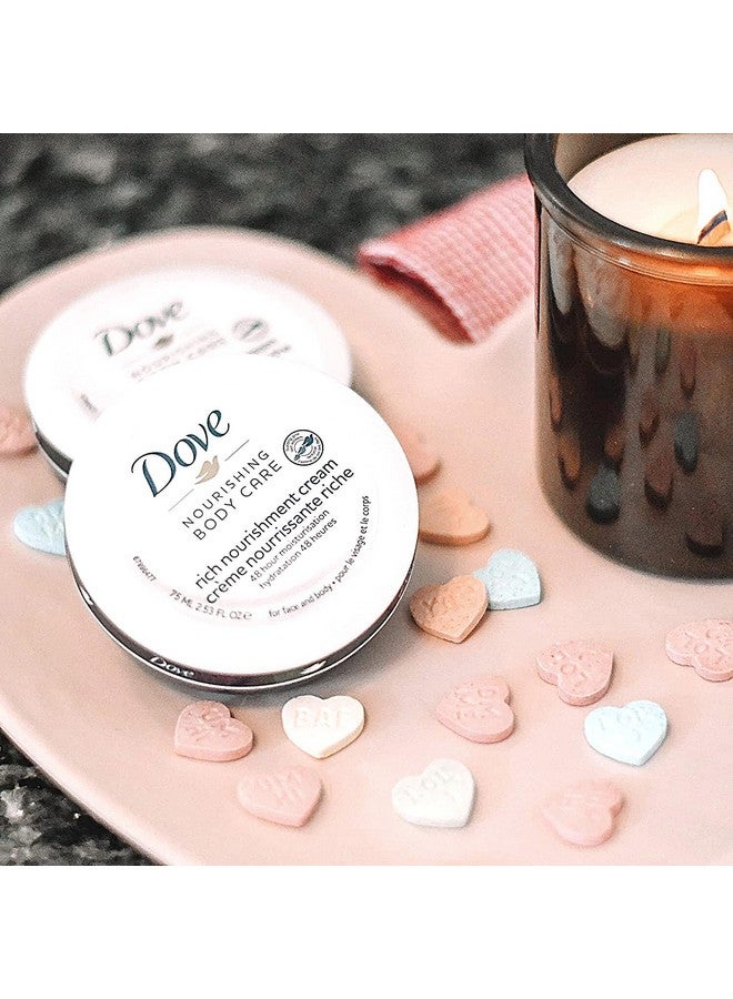 Dove Nourishing Body Care, Face, Hand, And Body Rich Nourishment Cream For Extra Dry Skin With 48-Hour Moisturization, 4-Pack, 2.53 Oz Each Jar - Image 3