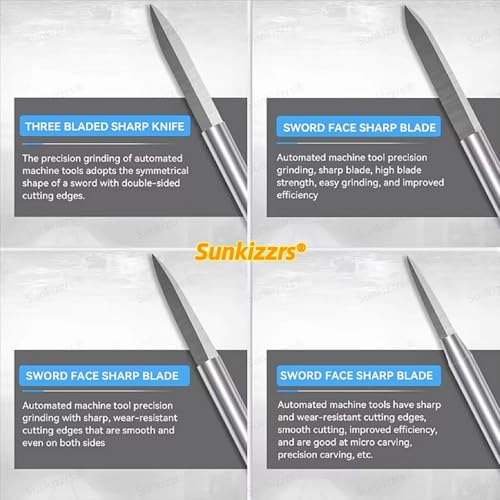 Sunkizzrs® 6-Pcs Wood Carving Drill Bits Set 3mm Round Shank —Detail Carving Bits —HSS Engraving Drill for Dremel —DIY Crafts Rotary Tool for Grinding/Polishing/Micro Sculpture (Needle Tips Set) - Image 5