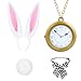 ZIZWO 4 PCS White Rabbit Costume AccessoriesBunny Ears Headband and Tail Bow Tie Clock Necklace for Adult Kids Easter Halloween Dress Up - Image 3