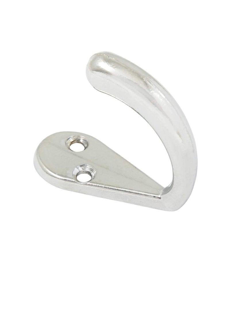 Metal Single Coat Hook Wall Hanger - Chrome Plated, Silver - Image 1