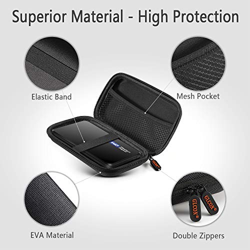 GLCON External Hard Drive Case - GLCON Shockproof EVA Carrying Case for WD My Passport Element Seagate Expansion Backup Toshiba 1TB 2TB 4TB - High Protection Portable Travel Electronic Power Bank Bag - Image 5