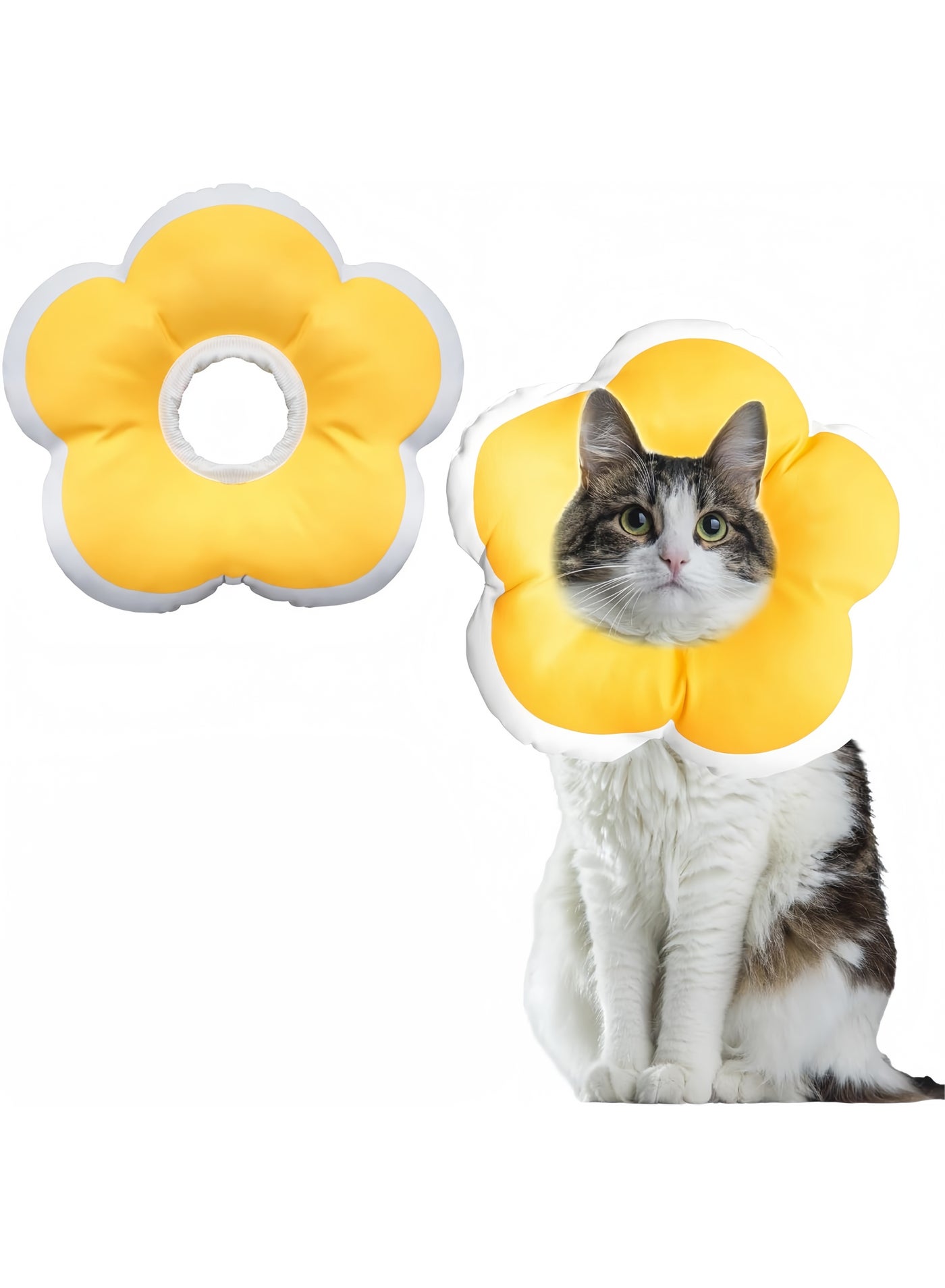 Zisheng Soft Cat Cone and Dog Cone, Adjustable Cat Cone Collar Recovery Cone for After Surgery, Breathable Cotton Elizabethan Collar for Cats, Kittens & Small Dogs, Prevent Licking Wounds, (Petal M)