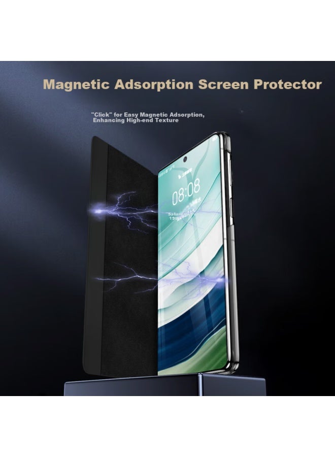 To Lonnie Zhilangni Huawei X5 Phone Case Mate X5 Collector's Edition Protective Cover Folding Screen Ultra-thin Full Coverage Anti-drop Genuine Leather Magnetic Flip High-end Business Men And Women Style Blue M - Image 1