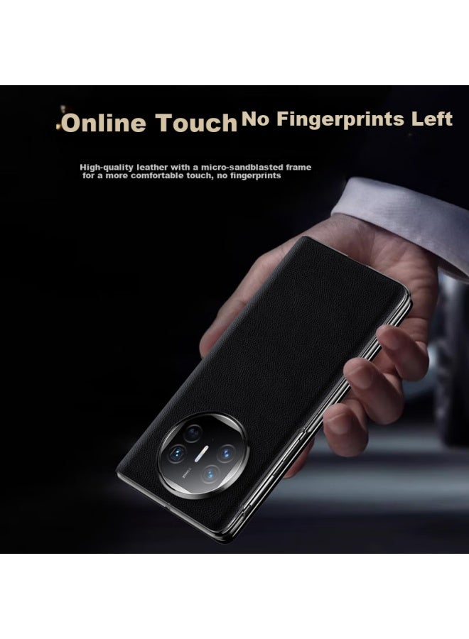 To Lonnie Zhilangni Huawei X5 Phone Case Mate X5 Collector's Edition Protective Cover Folding Screen Ultra-thin Full Coverage Anti-drop Genuine Leather Magnetic Flip High-end Business Men And Women Style Blue M - Image 2