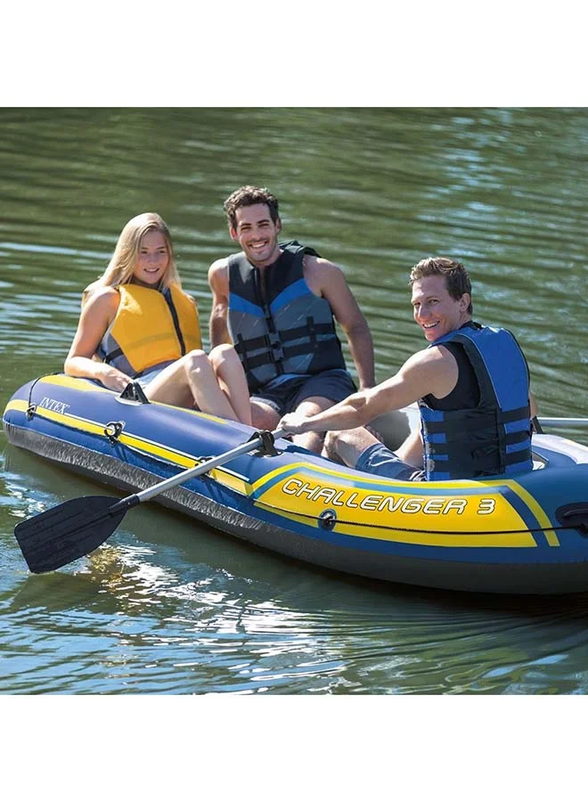 INTEX Intex 68370EP Challenger 3 Inflatable Boat Set: Includes Deluxe 48in Boat Oars and High-Output Pump – Triple Air Chambers – Welded Oar Locks – 3-Person – 660lb Weight Capacity