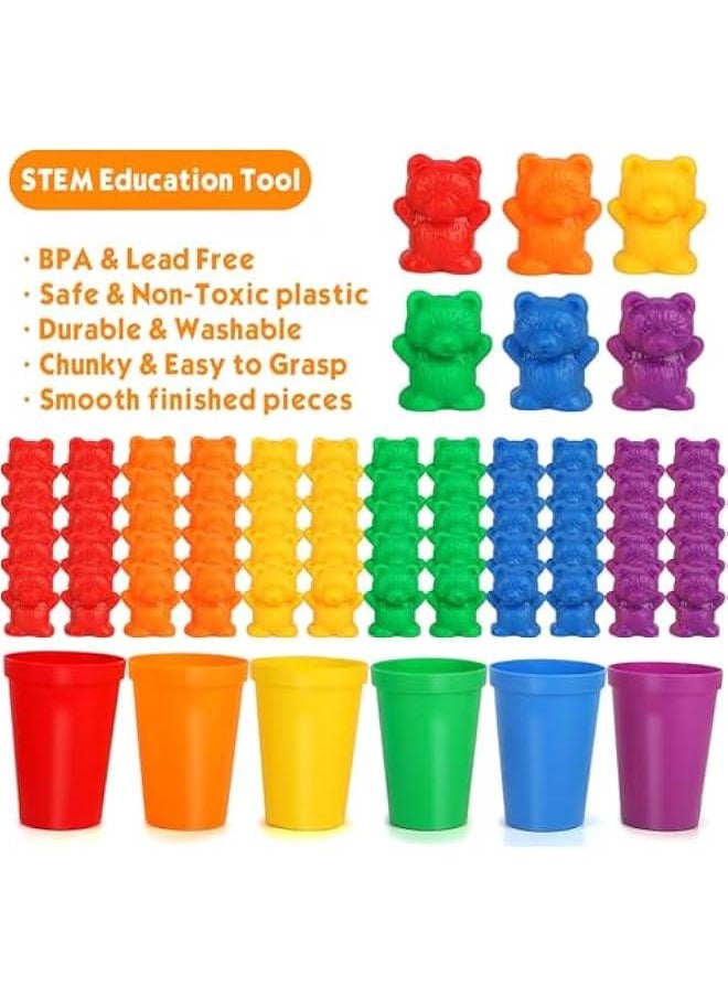 HOOKOR Counting Bears with Matching Sorting Cups,Cute Bear Counters with Activity Cards and Storage Box,Montessori Educational Counting and Sorting Toys,Fun Math Manipulative for Preschool Learning  - Image 2