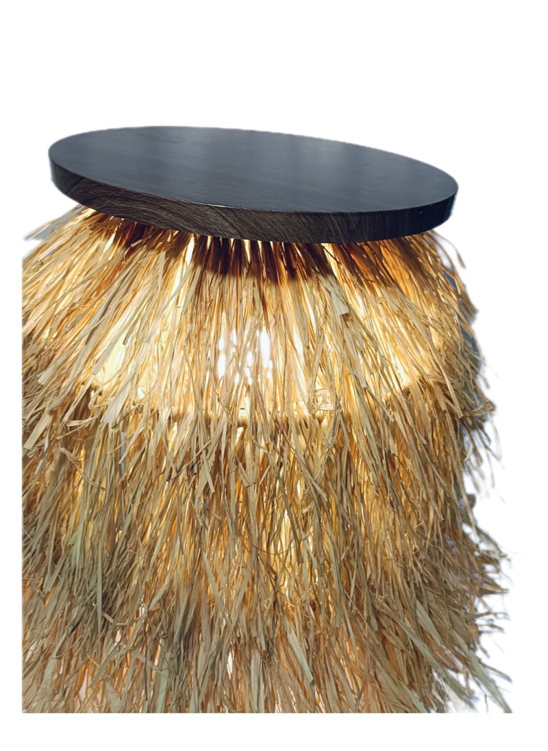 Generic Handmade Rattan Table with Bohemian Edges - Lighted Table - Disc 35 x Height 40cm  - Image 3
