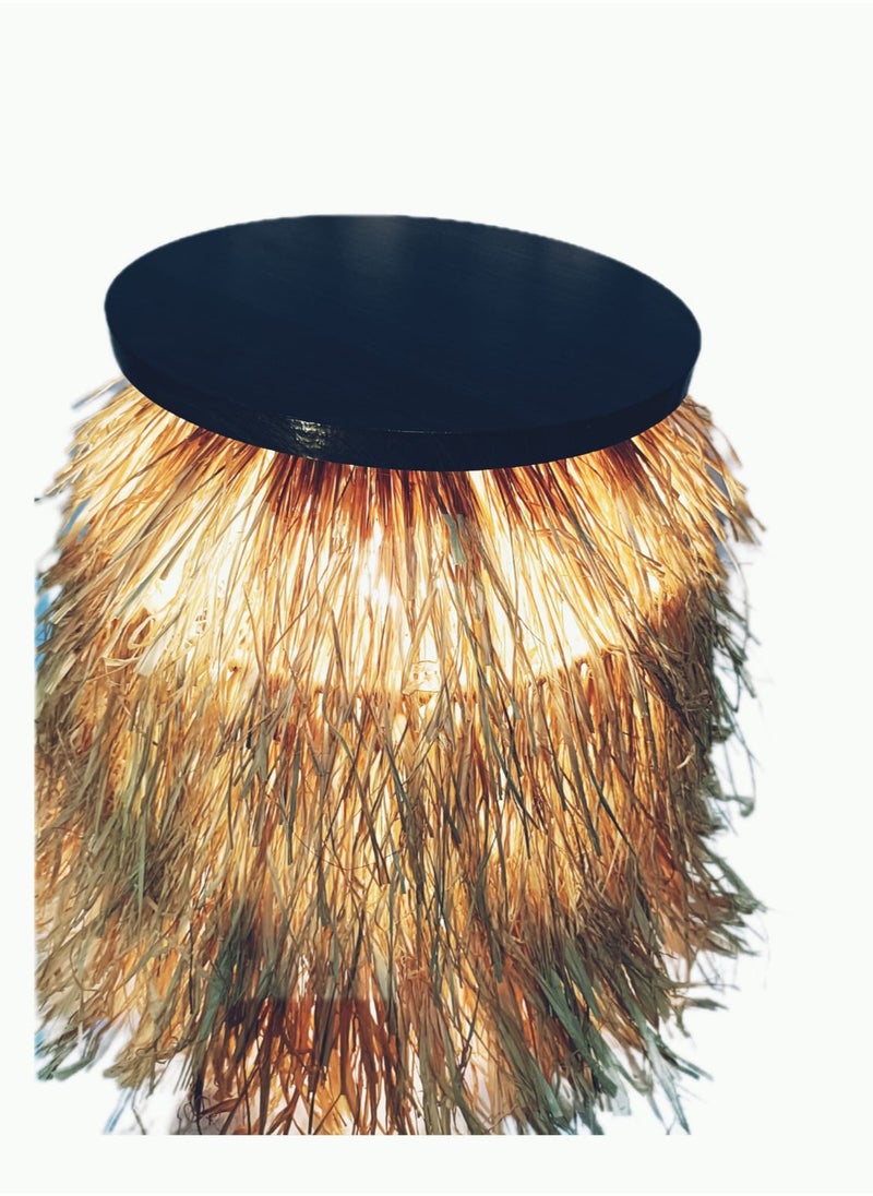 Generic Handmade Rattan Table with Bohemian Edges - Lighted Table - Disc 35 x Height 40cm  - Image 4