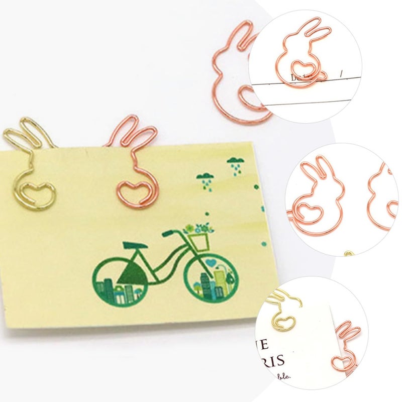 Rose Gold Bunny Paper Clips 20pcs Rabbit Shaped Metal Clamps For School Office - Image 4