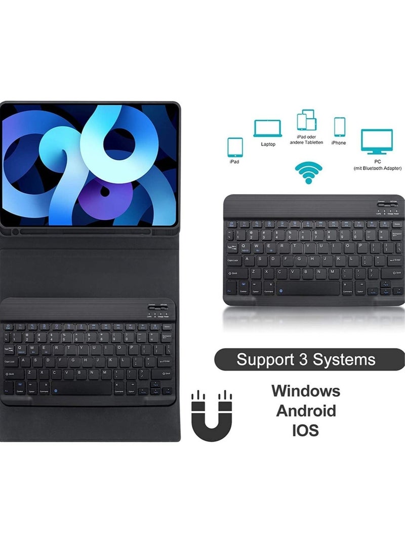 ELTRAZONE Keyboard Case for iPad Air 4th Generation 10.9 2020 with Pencil Holder,PU Leather Auto Wake/Sleep Smart Cover with BT Detachable Keyboard,Compatible with iPad 10.9 inch/Pro 11 inch -Black - Image 3