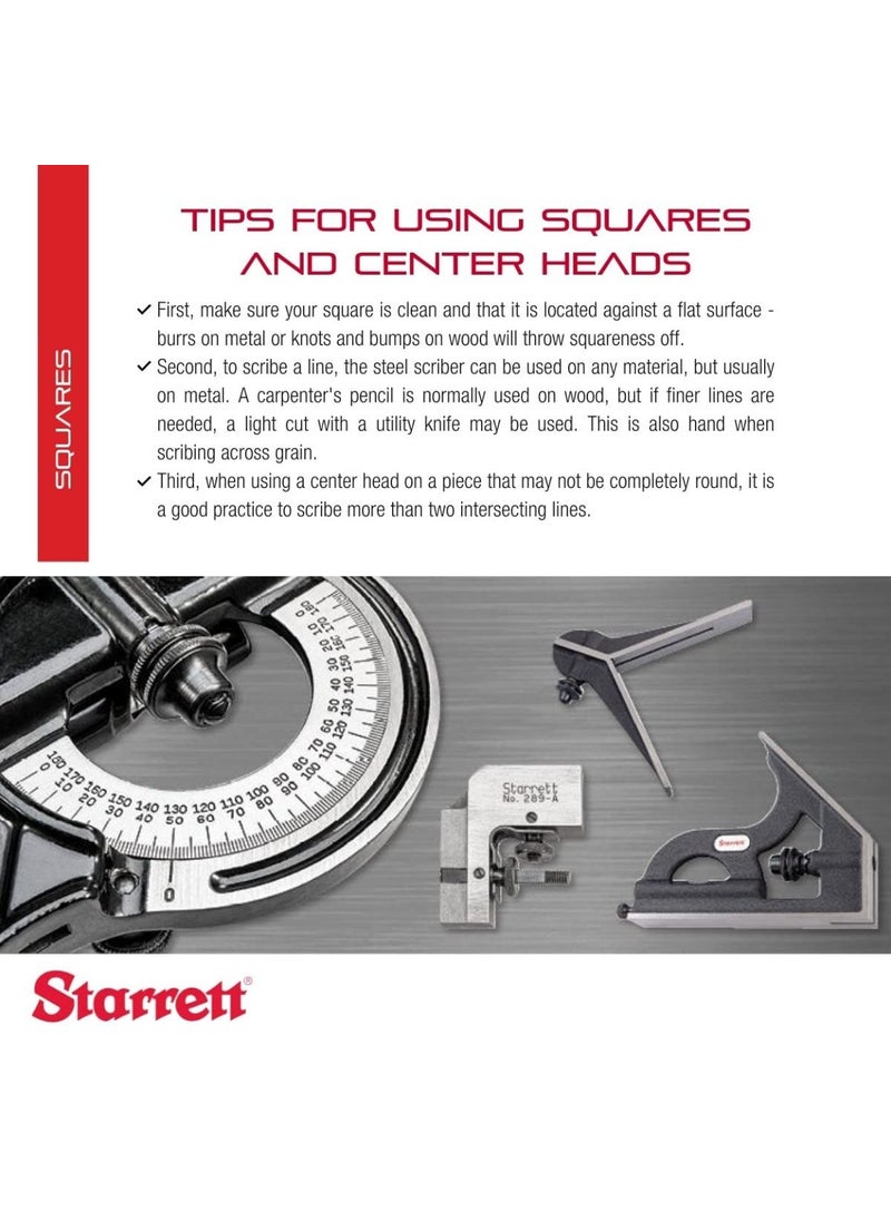 Starrett Starrett Center Head for 12300mm and Larger Combination Squares Combination Sets and Bevel Protractors  Black WrinkleFinished Cast Iron Steel Center Head  C111224  - Image 2
