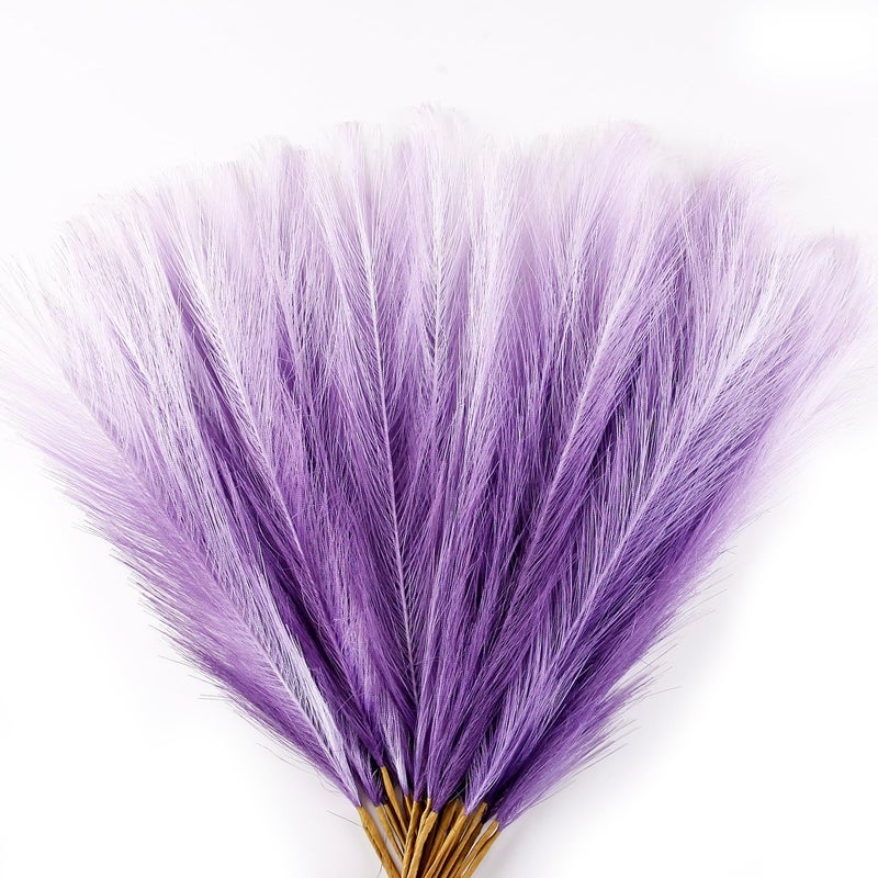 Acfruits Pampas Grass Small 30 Pcs 17 Faux Pampas Grass Short Decor Pompas Grass Flower Arrangement and Vase Filler for Boho Home Wedding Decoration Purple Gradient - Image 2