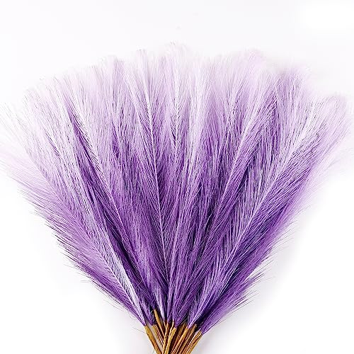 Acfruits Pampas Grass Small 30 Pcs 17 Faux Pampas Grass Short Decor Pompas Grass Flower Arrangement and Vase Filler for Boho Home Wedding Decoration Purple Gradient - Image 1