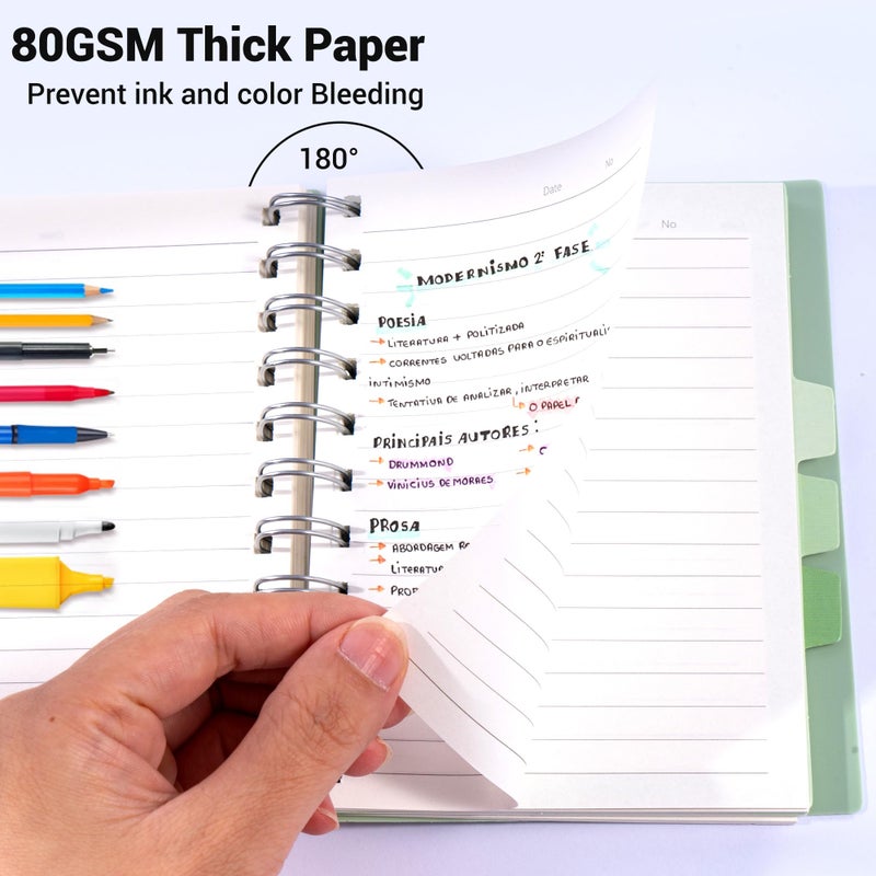 FLYING EAGLE 4 PCS Pocket Spiral Notebooks Cute 5 Subject Notebook College Ruled with Dividers Tabs Plastic Cover Thick Paper Notebooks for Work School, 4x6 Multicolor - Image 5