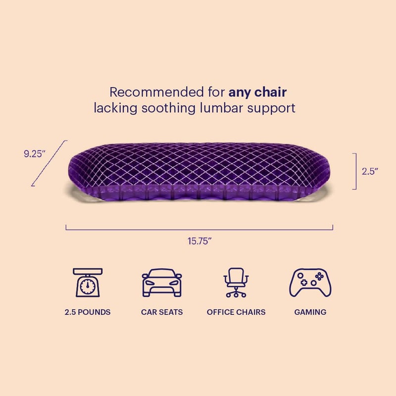 Purple Back Cushion | Pressure Reducing Grid Designed for Ultimate Comfort | Designed for Chairs, Gaming, and Travel | Made in The USA - Image 2