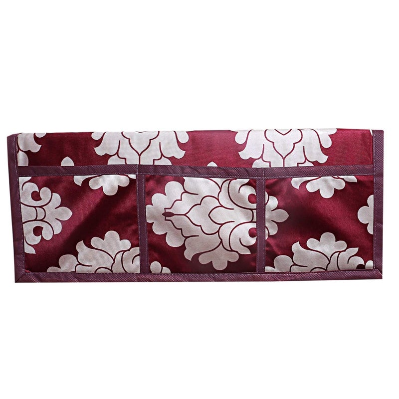 Kuber Industries Kuber Industries Flower Design PVC 1 Piece Fridge Top Cover and 2 Piece Handle Cover Maroon CTKTC33666  - Image 5