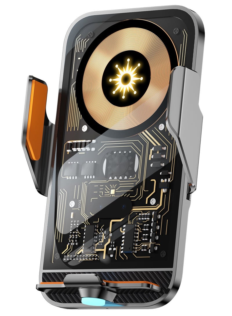 C11 Wireless charger phone stand car bracket mobile phone wireless charger infrared induction opening and closing navigation punk style transparent mobile phone bracket - Image 1