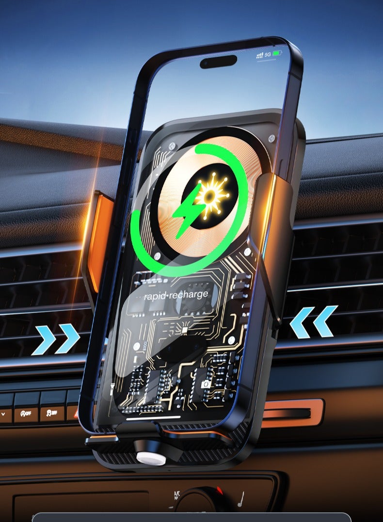 C11 Wireless charger phone stand car bracket mobile phone wireless charger infrared induction opening and closing navigation punk style transparent mobile phone bracket - Image 2