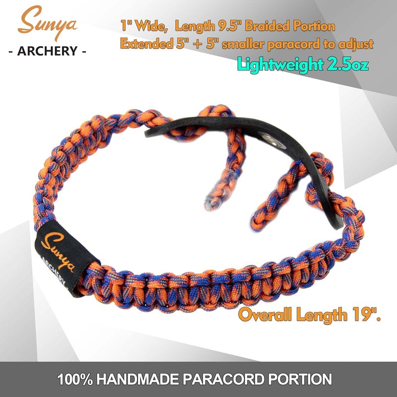 Sunya Archery Bow Wrist Sling, 550 Paracord Strap Comfortable on Hand.100% Full Grain Leather Yoke, Multiple Camo Colors.Fit Compound Bow Stabilizer & Recurve. - Image 2
