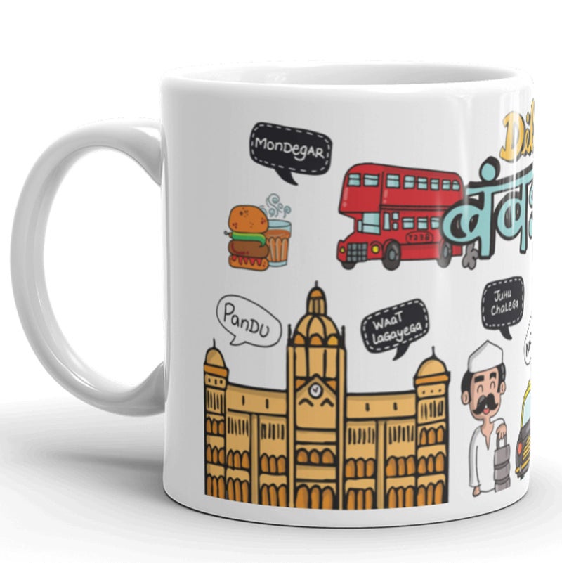 Oye Happy - Dil se Bambaiyya - Mumbai Coffee City Premium Mug - Best Gift for Mumbaiites (Ceramic) (Microwavable) (330 ml) - Image 2