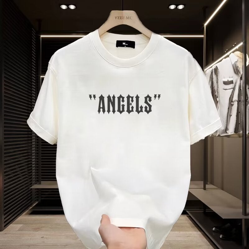 American Short-Sleeved T-Shirt Men'S And Women'S Retro Letters Creative Trendy Brand Wings Printed Loose Couple'S Summer Half-Sleeved Suit - Image 4