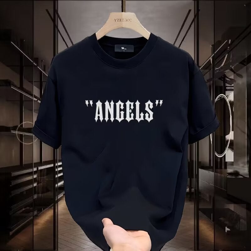 American Short-Sleeved T-Shirt Men'S And Women'S Retro Letters Creative Trendy Brand Wings Printed Loose Couple'S Summer Half-Sleeved Suit - Image 5