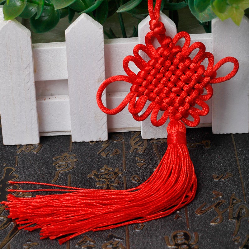 Chinese Knot Small Tassel Pendant Red Mini Chinese Bow Lanyard Tassel Safe Six-Plate Small Chinese Knot - Image 5