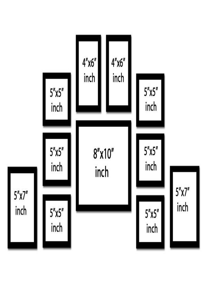 i2 Frames 11 Individual Wall Hanging Collage Photo Frames- Black Sizes (5x5-6Units;5x7-2Units;4x6-2Units;8x10-1unit) - Image 4