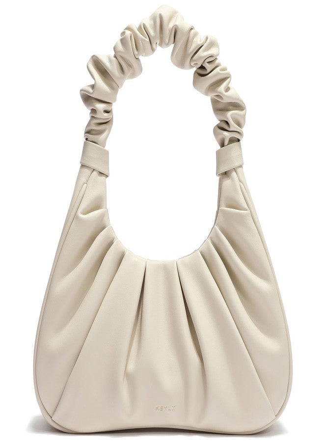 حقيبة كتف صغيرة أنيقة من كيلي للنساء، مصنوعة من الجلد المقاوم للماء، حقيبة يد كبيرة أنيقة للسفر، مزودة بإغلاق مغناطيسي، لون بيج. - Image 1