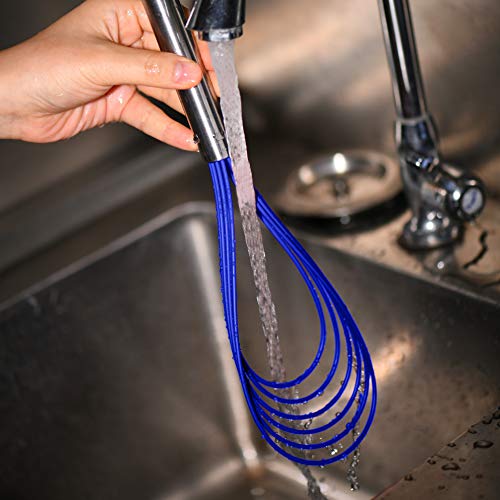 Jell-Cell Flat Whisk Set,Stainless Steel 3 Pack 10''+11''+12'' Premium Sturdy-6 Silicone Heads Non Stick Wires Whisk for Blending Beating Stirring Kitchen Cooking by Jell-Cell (Blue) - Image 5