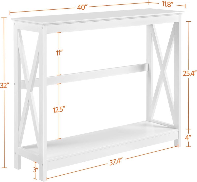Yaheetech Wood Entryway Table, Console Table for Entryway, 2-Tier Sofa Table Accent Table w/Storage Shelf for Living Room, Hall, Foyer, White - Image 3