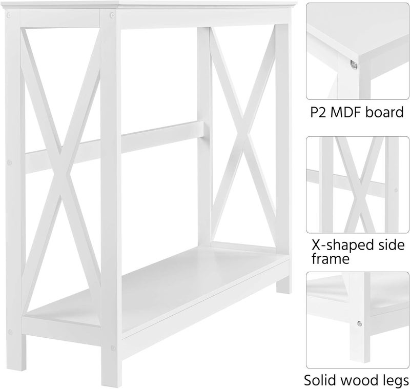 Yaheetech Wood Entryway Table, Console Table for Entryway, 2-Tier Sofa Table Accent Table w/Storage Shelf for Living Room, Hall, Foyer, White - Image 5