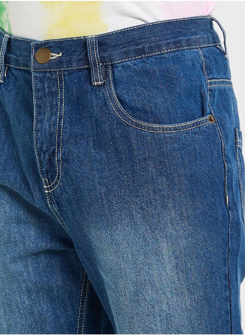برايف سول شورت جينز أساسي بلون باهت للرجال