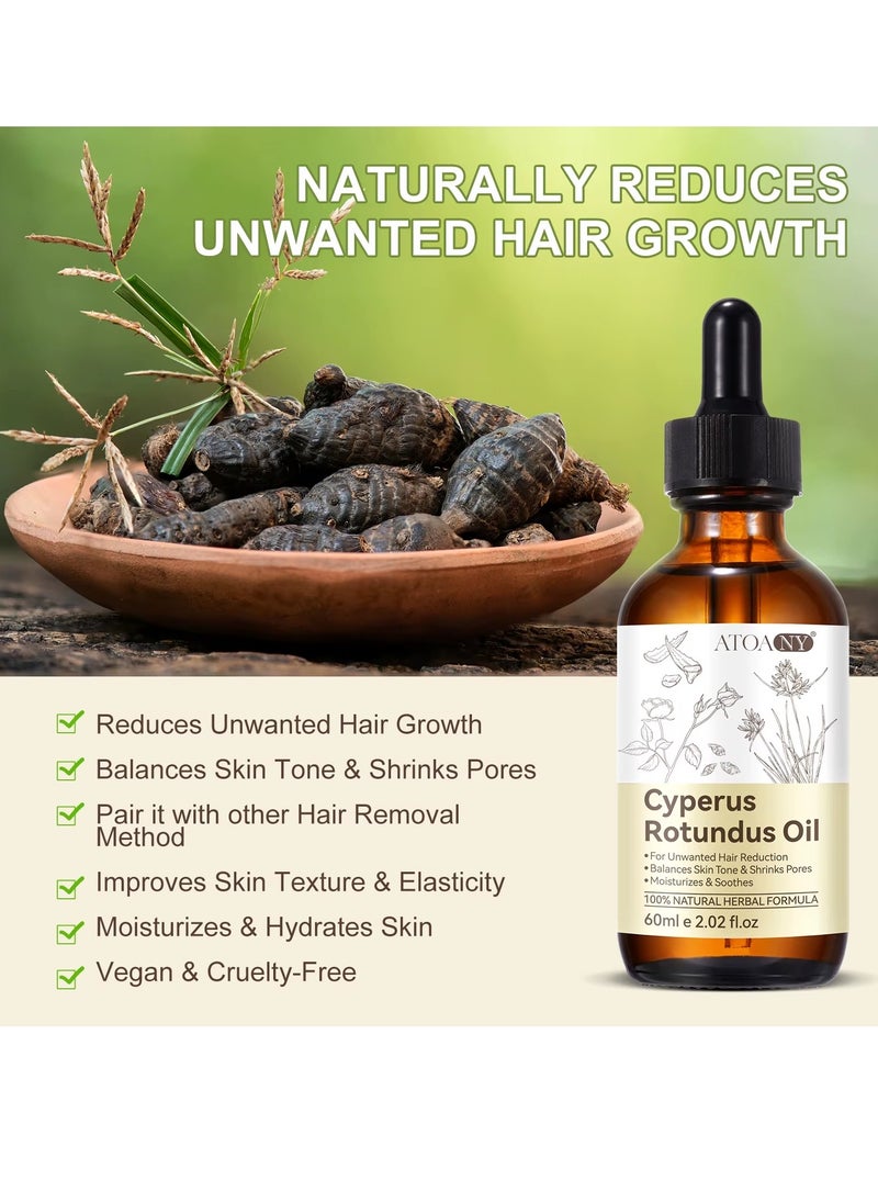 ATOANY Cyperus Rotundus Oil 60ml 100% Natural for Reducing Body Hair Growth Cyperus Rotundus Oil for Hair Removal Hair Growth Inhibitor Smooth Skin Moisturizing and Soothing All Skin Types  - Image 5