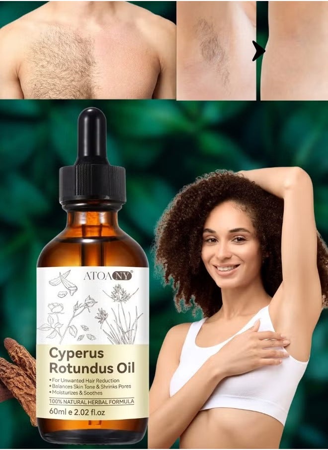 ATOANY Cyperus Rotundus Oil 60ml 100% Natural for Reducing Body Hair Growth Cyperus Rotundus Oil for Hair Removal Hair Growth Inhibitor Smooth Skin Moisturizing and Soothing All Skin Types  - Image 1