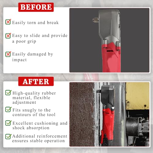 gtpartes Right Angle Impact Wrench Protective Rubber Boot 49-16-2564 Compatible with M12 FUEL Only Replacement Parts 2564-20, 2565-20, 2565P-20 Non-slip Tight Fit Buffer Protection Black - Image 3