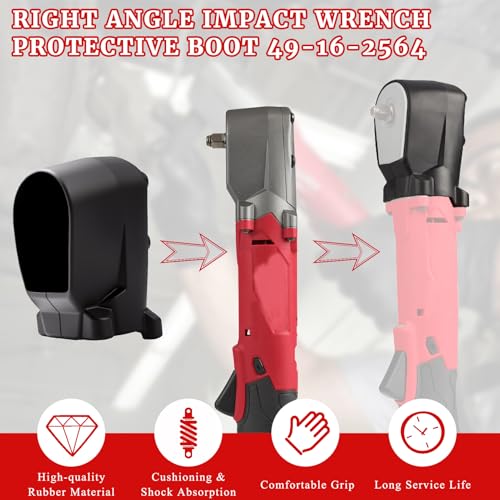 gtpartes Right Angle Impact Wrench Protective Rubber Boot 49-16-2564 Compatible with M12 FUEL Only Replacement Parts 2564-20, 2565-20, 2565P-20 Non-slip Tight Fit Buffer Protection Black - Image 2